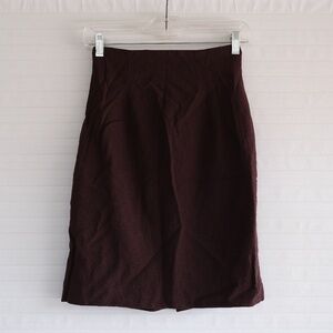 Chocolate Brown Vintage Wool Midi High Waisted Skirt